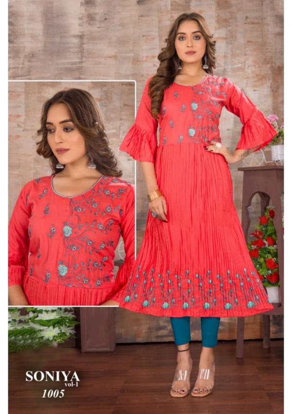 Soniya Vol 01 Ethnic Wear Rayon Anarkali Kurti Collection